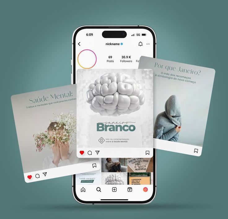 Konsep visual aplikasi dan konten media sosial pada perangkat mobile