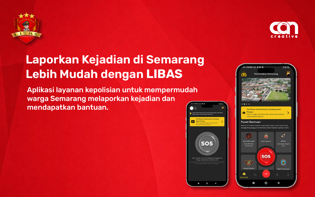 Dashboard dan tampilan aplikasi LIBAS Polisi Hebat Semarang